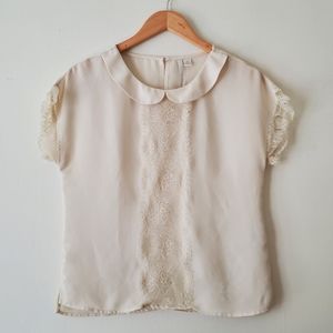 Lauren Conrad Off White Lace Blouse, XS